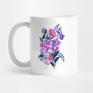 Watercolor Flowers, Purple Bouquet Illustration 13 Mug